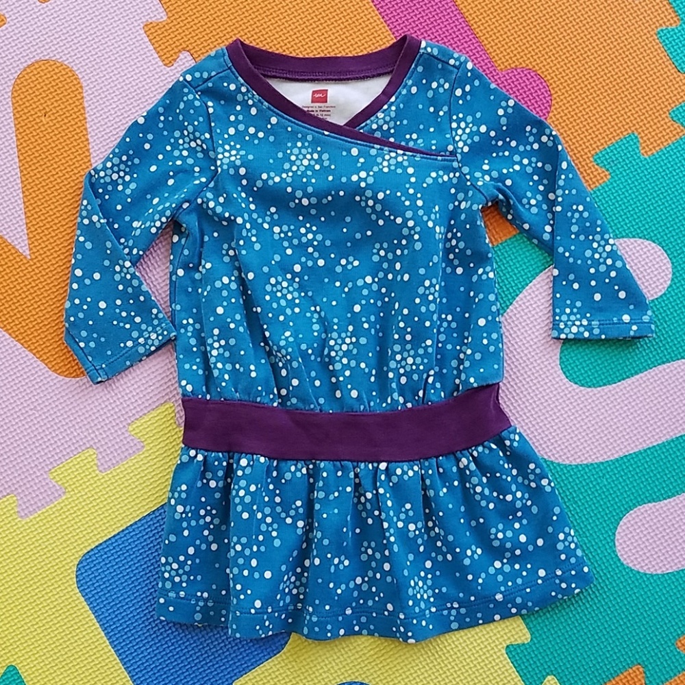 Tea girls dot wrap neck dress, 6-12 months